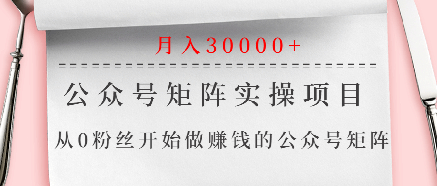 公众号矩阵实操项目，从0粉丝开始做赚钱的公众号矩阵，月入30000+采金-游戏-网盘-资源采金cai.gold