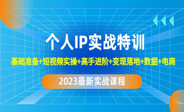 《2023个人IP实战特训》基础准备+短视频实操+高手进阶+变现落地+数据+电商采金-财源-网创-创业项目-兼职-赚钱-个人创业-中创网-福缘网-冒泡网采金cai.gold