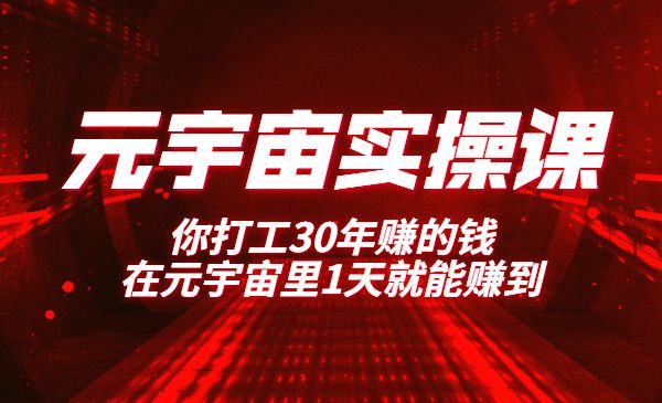 元宇宙实操课：你打工30年赚的钱，在元宇宙里1天就能赚到采金-财源-网创-创业项目-兼职-赚钱-个人创业-中创网-福缘网-冒泡网采金cai.gold