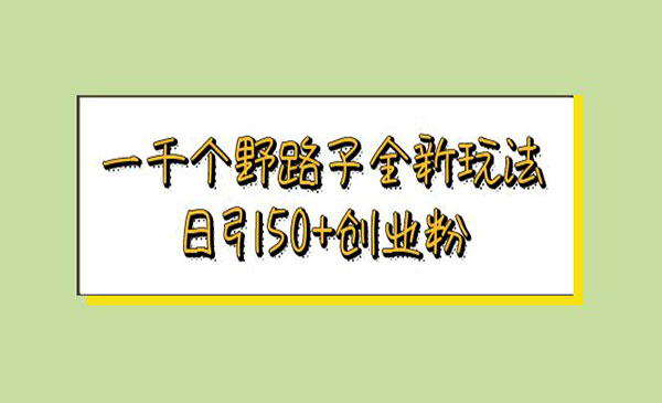 《一千个野路子全新玩法》日引50+创业粉采金-游戏-网盘-资源采金cai.gold