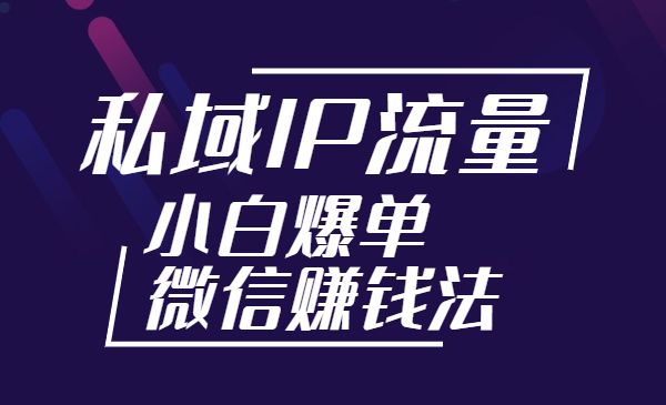 私域IP流量密训：小白也能爆单的微信赚钱法，从月薪三千到月入10000+采金-财源-网创-创业项目-兼职-赚钱-个人创业-中创网-福缘网-冒泡网采金cai.gold