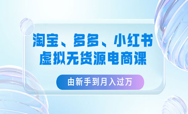 《淘宝+多多+小红书虚拟无货源电商课》由新手到月入过万采金-游戏-网盘-资源采金cai.gold