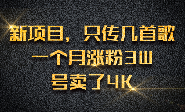 新项目，只传几首歌一个月张fen3W，号卖了4K采金-游戏-网盘-资源采金cai.gold