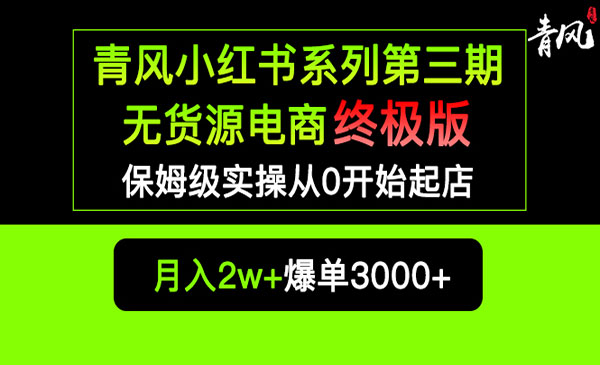 《小红书无货源电商爆单终极版》保姆级实操从0起店爆单采金-游戏-网盘-资源采金cai.gold