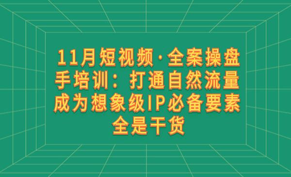 《短视频全案操盘手培训》采金-游戏-网盘-资源采金cai.gold