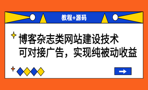 博客杂志类网站建设技术，可对接广告，实现纯被动收益（教程+源码）采金-游戏-网盘-资源采金cai.gold