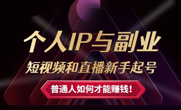 个人IP与副业（高阶版）短视频和直播新手起号-普通人如何才能赚钱！采金-游戏-网盘-资源采金cai.gold