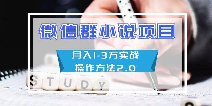 微信群小说项目，月入1-3万实战操作方法2.0采金-游戏-网盘-资源采金cai.gold