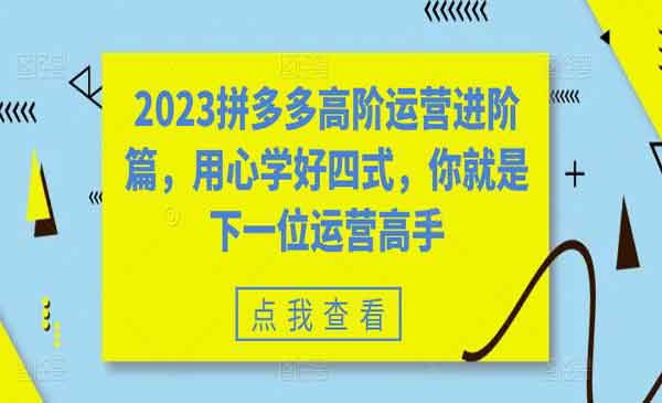 《拼多多高阶运营进阶篇》用心学好四式，你就是下一位运营高手采金-财源-网创-创业项目-兼职-赚钱-个人创业-中创网-福缘网-冒泡网采金cai.gold