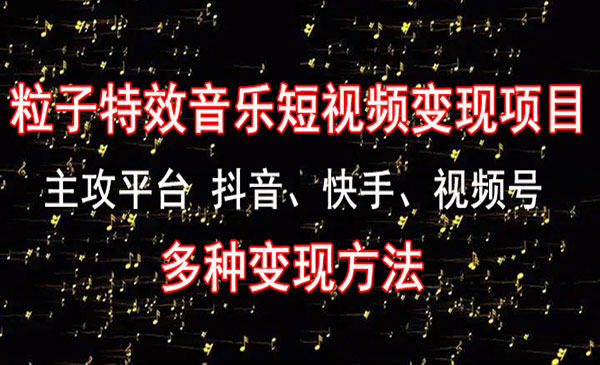 《粒子特效音乐短视频变现项目》主攻平台 抖音、快手、视频号 多种变现方法采金-财源-网创-创业项目-兼职-赚钱-个人创业-中创网-福缘网-冒泡网采金cai.gold