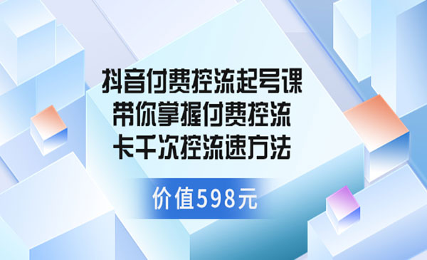 抖音付费控流起号课 带你掌握付费控流卡千次控流速方法（价值598元）采金-游戏-网盘-资源采金cai.gold