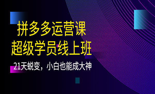 拼多多运营课：超级学员线上班，21天蜕变，小白也能成大神采金-财源-网创-创业项目-兼职-赚钱-个人创业-中创网-福缘网-冒泡网采金cai.gold