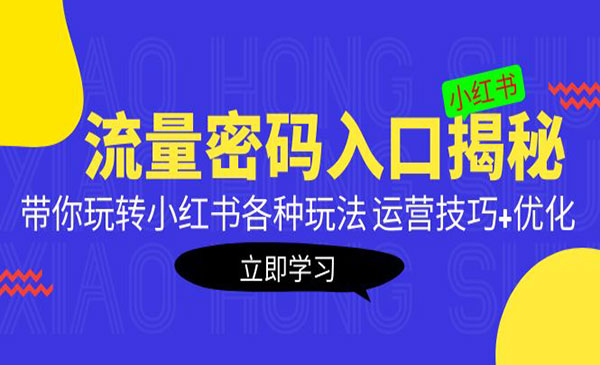 《小红书流量密码入口揭秘》带你玩转小红书各种玩法 运营技巧+优化采金-财源-网创-创业项目-兼职-赚钱-个人创业-中创网-福缘网-冒泡网采金cai.gold