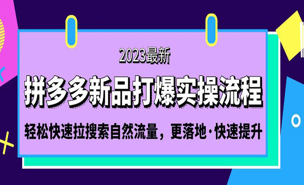 《拼多多新品打爆技术》轻松快速拉搜索自然流量，更落地·快速提升采金-游戏-网盘-资源采金cai.gold