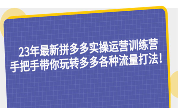 《拼多多实操运营训练营》手把手带你玩转多多各种流量打法采金-财源-网创-创业项目-兼职-赚钱-个人创业-中创网-福缘网-冒泡网采金cai.gold