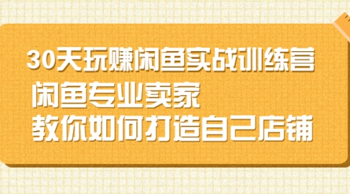 闲鱼无货源30天打造专业店铺，专业卖家教你采金-游戏-网盘-资源采金cai.gold