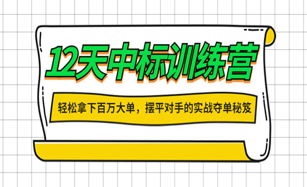 12天中标训练营：轻松拿下百万大单，摆平对手的实战夺单秘笈采金-游戏-网盘-资源采金cai.gold