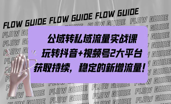 《公域转私域流量实战课》玩转抖音+视频号2大平台，获取持续，稳定的新增流量采金-财源-网创-创业项目-兼职-赚钱-个人创业-中创网-福缘网-冒泡网采金cai.gold