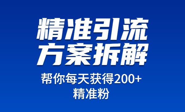 价值1万+精准引流方案拆解，帮你每天获得200+精准粉！！采金-游戏-网盘-资源采金cai.gold