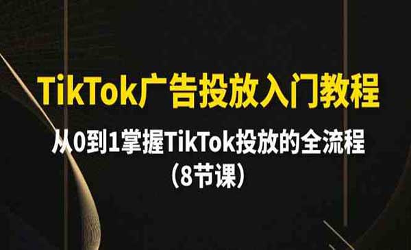 TikTok广告投放入门教程采金-财源-网创-创业项目-兼职-赚钱-个人创业-中创网-福缘网-冒泡网采金cai.gold