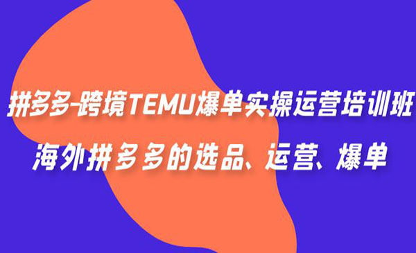 《拼多多-跨境TEMU爆单实操运营培训班》海外拼多多的选品、运营、爆单采金-游戏-网盘-资源采金cai.gold