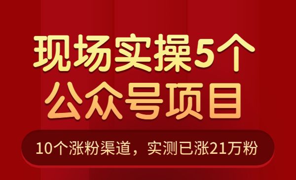 现场实操5个公众号项目，10个涨粉渠道，实测已涨21万粉采金-游戏-网盘-资源采金cai.gold