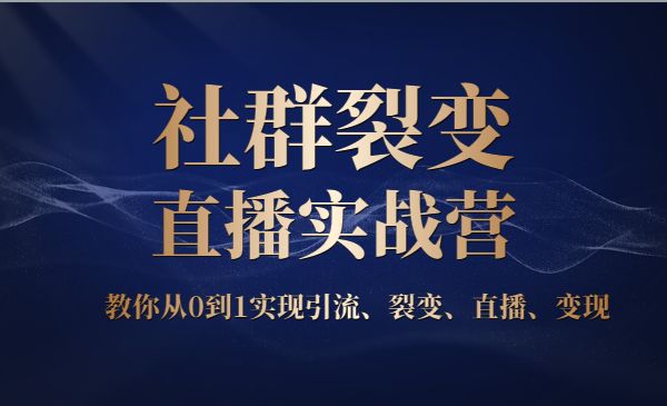 社群裂变直播实战营采金-游戏-网盘-资源采金cai.gold