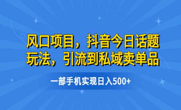 《抖音今日话题玩法》引流到私域卖单品，一部手机实现日入500+采金-游戏-网盘-资源采金cai.gold