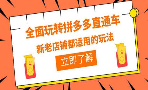《全面玩转拼多多直通车》新老店铺都适用的玩法采金-游戏-网盘-资源采金cai.gold