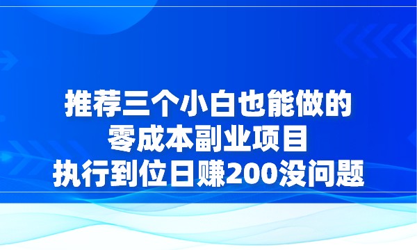 推荐三个小白也能做的零成本副业项目，执行到位日赚200没问题采金-游戏-网盘-资源采金cai.gold