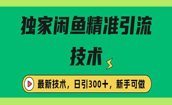《独家闲鱼引流技术》日引300＋实战玩法采金-游戏-网盘-资源采金cai.gold