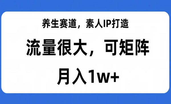 《养生赛道素人IP打造》流量很大，可矩阵，月入1w+采金-游戏-网盘-资源采金cai.gold