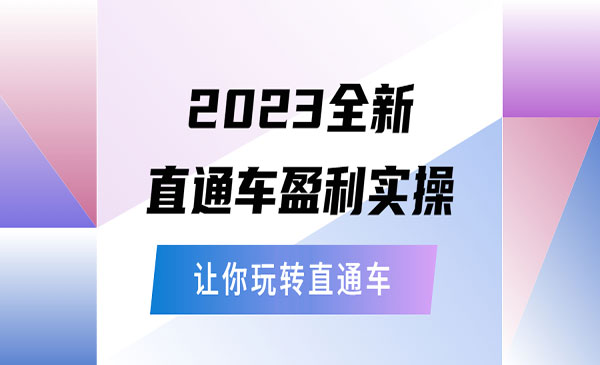 《2023全新直通车盈利实操》从底层策略到搭建，让你玩转直通车采金-财源-网创-创业项目-兼职-赚钱-个人创业-中创网-福缘网-冒泡网采金cai.gold