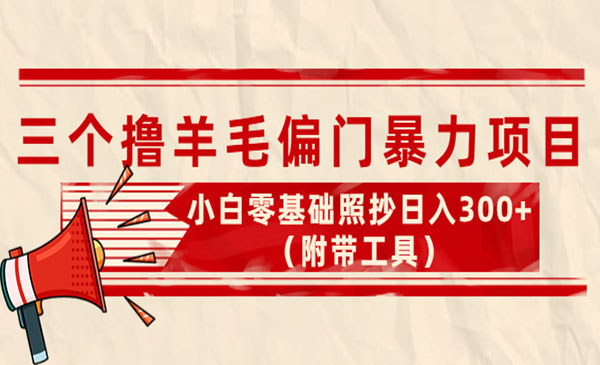 外面卖998的三个撸羊毛偏门暴力项目，小白零基础照抄日入300+（附带工具）采金-游戏-网盘-资源采金cai.gold