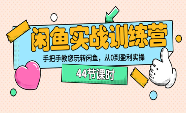 闲鱼实战训练营：手把手教您玩转闲鱼，从0到盈利实操（44节课时）采金-游戏-网盘-资源采金cai.gold