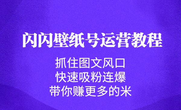 闪闪壁纸号运营教程，抓住图文风口，快速吸粉连爆，带你赚更多的米采金-游戏-网盘-资源采金cai.gold