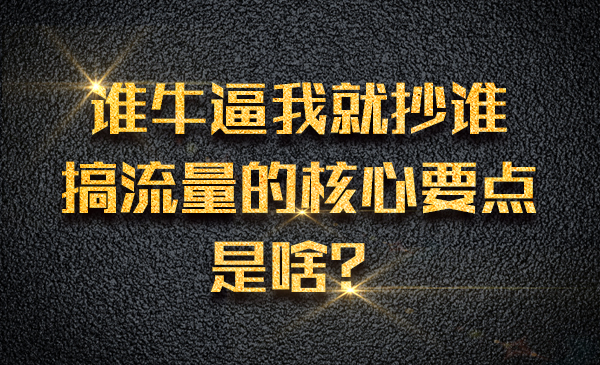 谁牛逼我就抄谁，搞流量的核心要点是啥？采金-财源-网创-创业项目-兼职-赚钱-个人创业-中创网-福缘网-冒泡网采金cai.gold