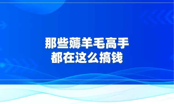 那些薅羊毛高手，都在这么搞钱采金-财源-网创-创业项目-兼职-赚钱-个人创业-中创网-福缘网-冒泡网采金cai.gold