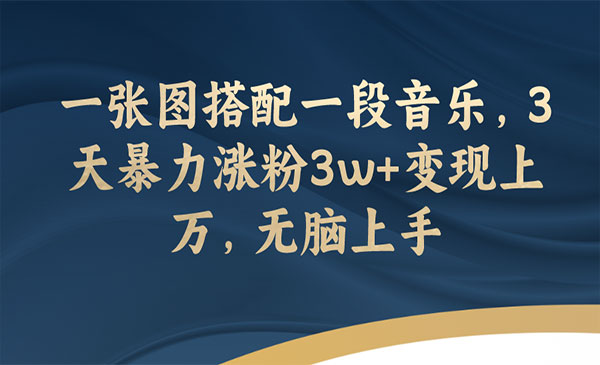 《图片+音乐文案号项目》3天暴力涨粉3w+变现上万，无脑上手采金-游戏-网盘-资源采金cai.gold