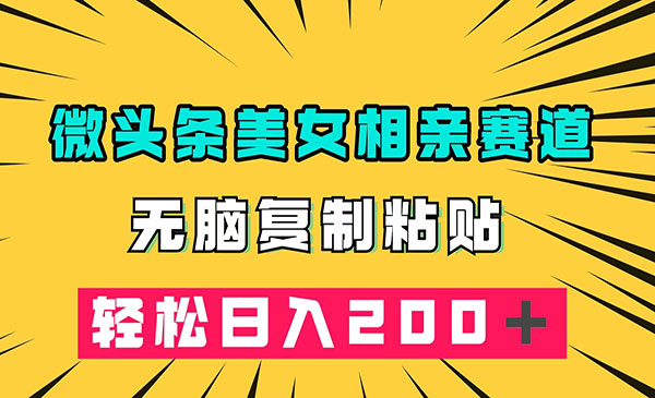 《微头条冷门美女相亲项目》无脑复制粘贴，轻松日入200采金-游戏-网盘-资源采金cai.gold