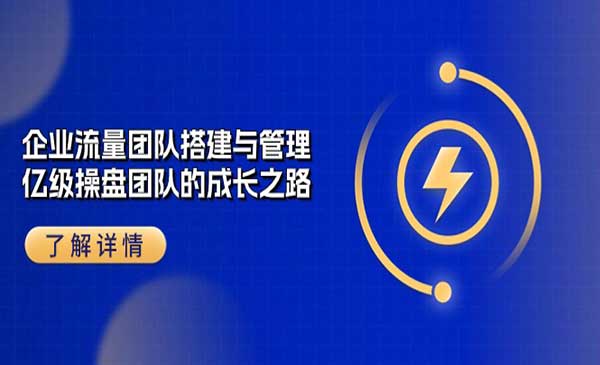 企业流量团队搭建与管理采金-游戏-网盘-资源采金cai.gold