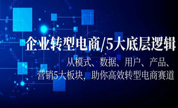 《企业转型电商5大底层逻辑》模式+数据+用户+产品+营销5大板块，高效转型采金-财源-网创-创业项目-兼职-赚钱-个人创业-中创网-福缘网-冒泡网采金cai.gold