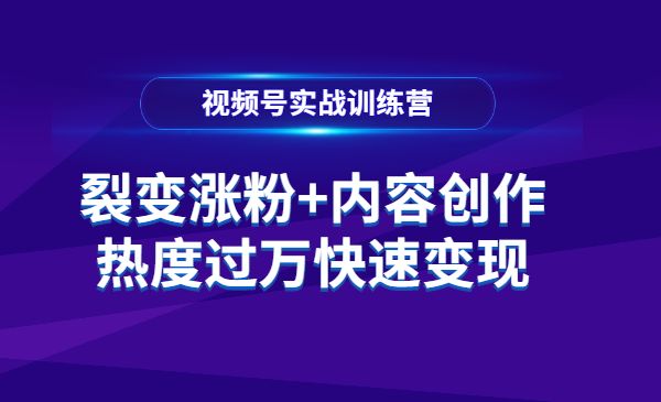视频号实战训练营，裂变涨粉、内容创作、热度过万快速变现采金-游戏-网盘-资源采金cai.gold