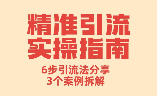 精准引流实操指南，6步引流法分享，3个案例拆解（完整版）采金-游戏-网盘-资源采金cai.gold