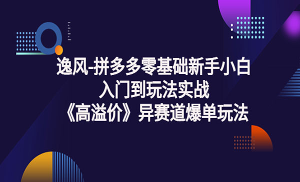 拼多多零基础新手小白入门到玩法实战《高溢价》异赛道爆单玩法实操课采金-游戏-网盘-资源采金cai.gold