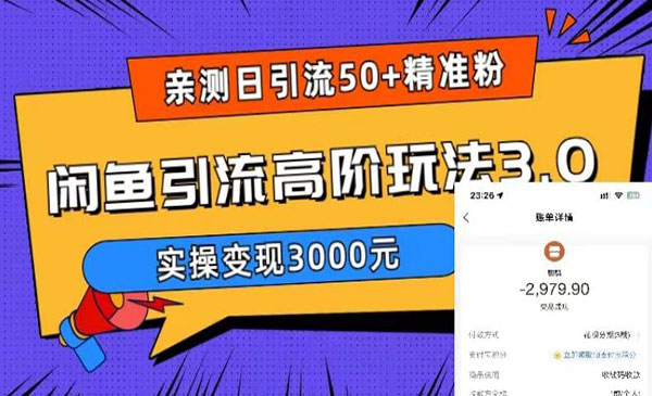 《闲鱼引流高阶玩法3.0》实测日引50+精准粉，实操变现3000元采金-游戏-网盘-资源采金cai.gold