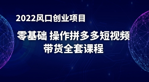 2022风口项目：零基础操作多多视频带货，小白也能日赚1000+全套操作方法（送工具）采金-游戏-网盘-资源采金cai.gold