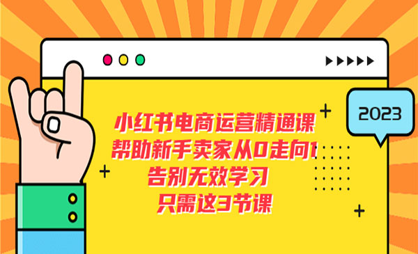 《小红书电商运营精通课》帮助新手卖家从0走向1 告别无效学习采金-财源-网创-创业项目-兼职-赚钱-个人创业-中创网-福缘网-冒泡网采金cai.gold