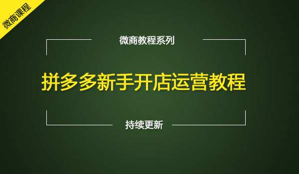 《拼多多新手开店运营教程》（共13课）采金-财源-网创-创业项目-兼职-赚钱-个人创业-中创网-福缘网-冒泡网采金cai.gold
