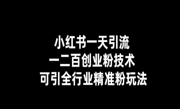 《小红书日引200创业粉技术》可引全行业精准粉玩法采金-游戏-网盘-资源采金cai.gold